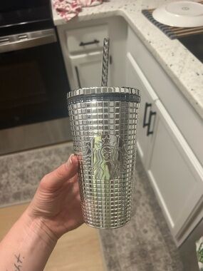 Starbucks Silver Studded Cold Cup Tumbler with Straw
